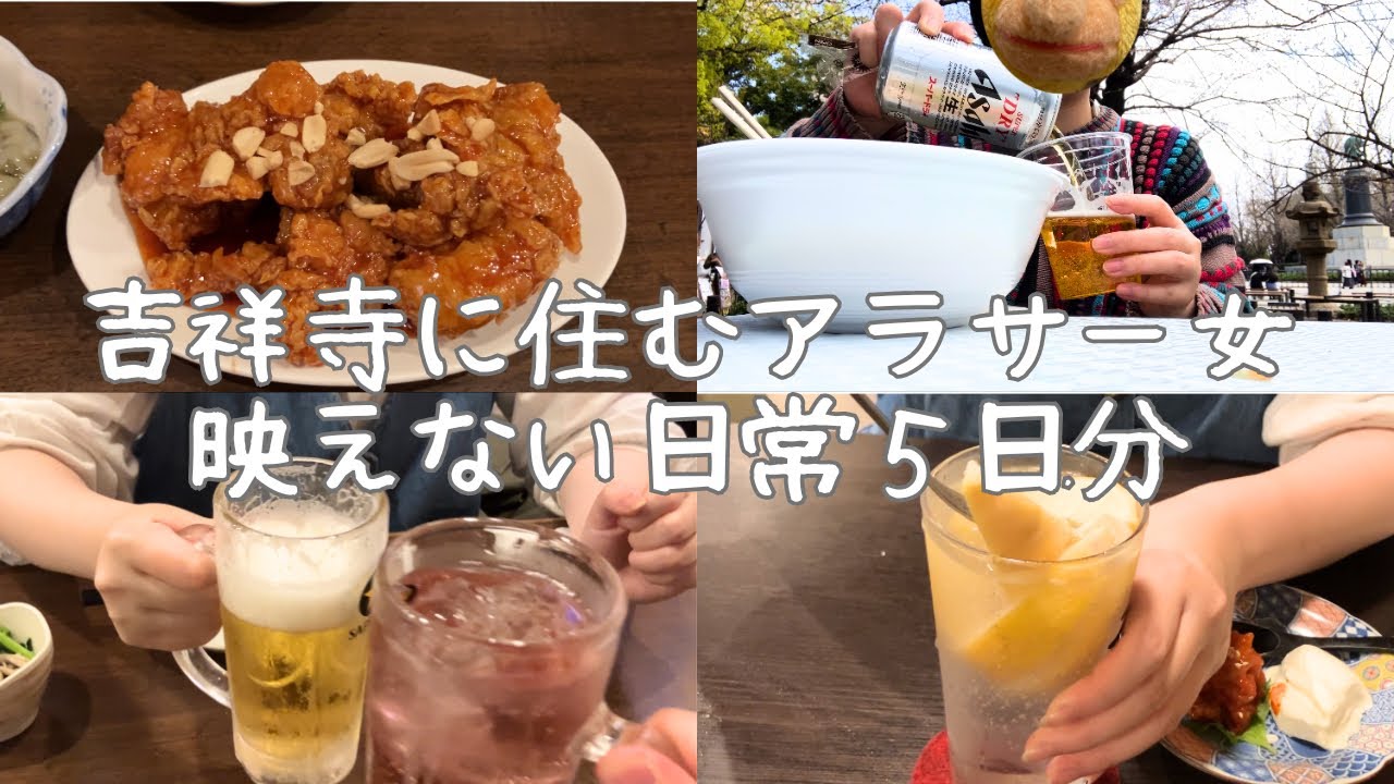 ［vlog］吉祥寺に住むアラサー女の映えない日常５日分｜花見で1人飲み　靖国神社｜凧.凧｜さち