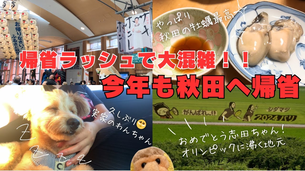 【帰省】実家で大きな生牡蠣と大格闘｜地元飲み会｜一日市盆踊り【大いなる秋田】